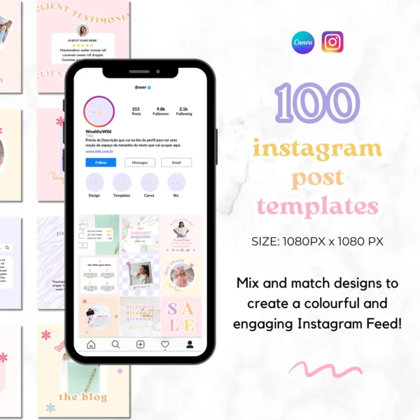 2 100 Colorful Instagram Canva Templates for Coaches